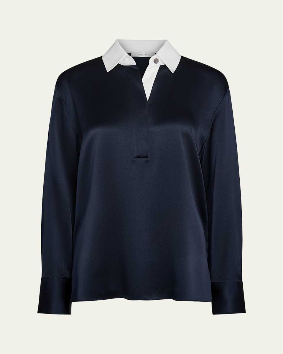 Long-Sleeve Silk Rugby Shirt